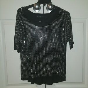 I.N.C Silver Beaded Top